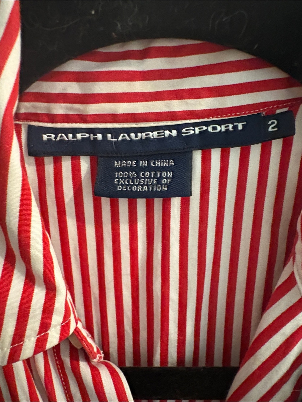Vintage Ralph Lauren Red White Striped Halter Shirt Dress Crest XS S - Picture 12 of 12